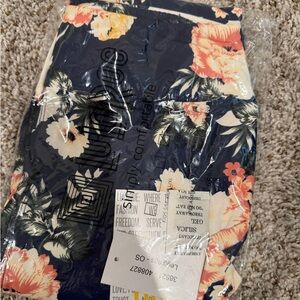 LuLaRoe Floral Leggings - Navy and Peach